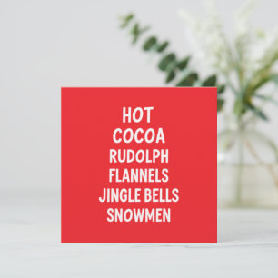 Hot Cocoa Rudolph Flannels Jingle Bells Santa  Holiday Card