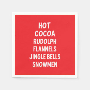 Hot Cocoa Rudolph Flannels Jingle Bells Santa Napkin