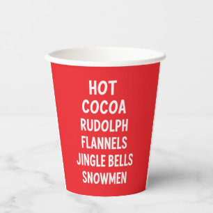 Hot Cocoa Rudolph Flannels Jingle Bells Santa  Paper Cups