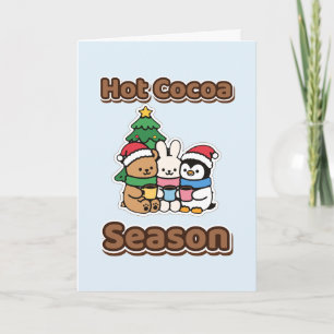Hot Cocoa Season Cute Christmas Bear Bunny Card