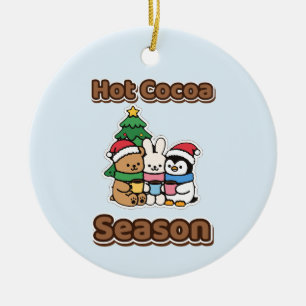 Hot Cocoa Season Cute Christmas Bear Bunny Ceramic Tree Decoration