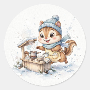 Hot Cocoa Stand Chipmunk Classic Round Sticker