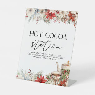 Hot Cocoa Station Christmas Holiday Tea Party Pedestal Sign