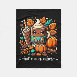 Hot Cocoa Vibes Kawaii Hot Chocolate Hello Autumn  Fleece Blanket