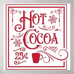 Hot Cocoa Vintage Retro  Poster