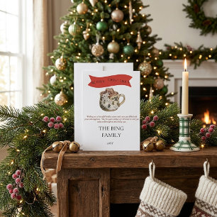 Hot Cocoa Whimsical Skiing Marshmallow christmas Holiday Card