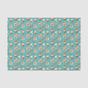 Hot Cocoa Winter Drinks Green Background Pattern Tissue Paper