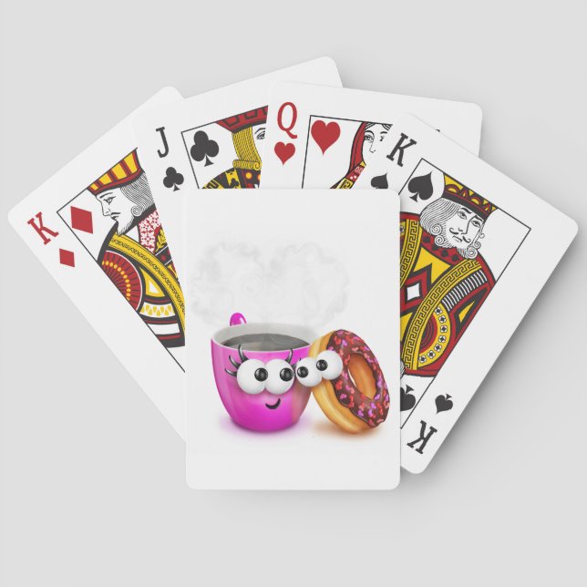 Hot Coffee And A Doughnut Playing Cards (Back)
