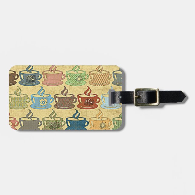 HOT COFFEE OR TEA LUGGAGE TAG (Front Horizontal)