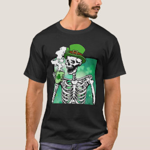 Hot Coffee Skeleton St Patricks Day Lucky Latte Gr T-Shirt