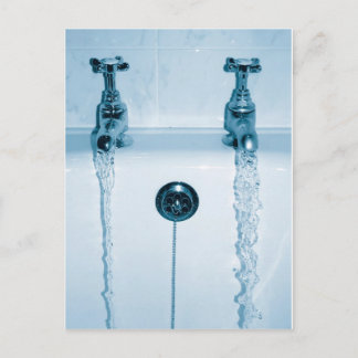 Hot & Cold Water, Bath time, Running Faucets Postcard