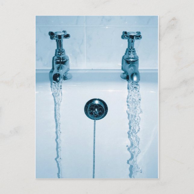 Hot & Cold Water, Bath time, Running Faucets Postcard (Front)