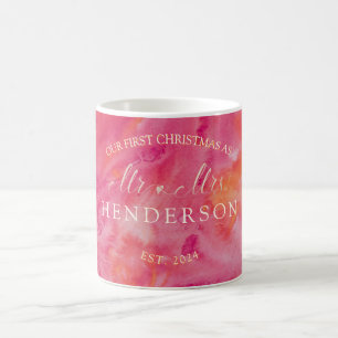 Hot Colour First Christmas Mr and Mrs Coffee Mug