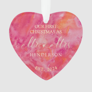 Hot Colour First Christmas Mr and Mrs Ornament