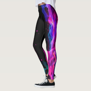 Hot Colourful Fire Flame Smoke  Leggings