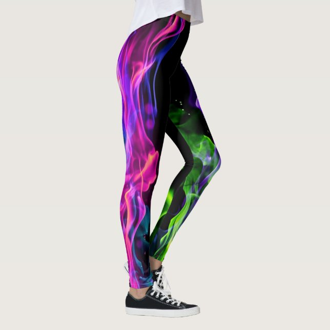 Hot Colourful Fire Flame Smoke  Leggings (Right)
