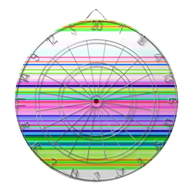 Hot colourful neon stripes dartboard (Front)