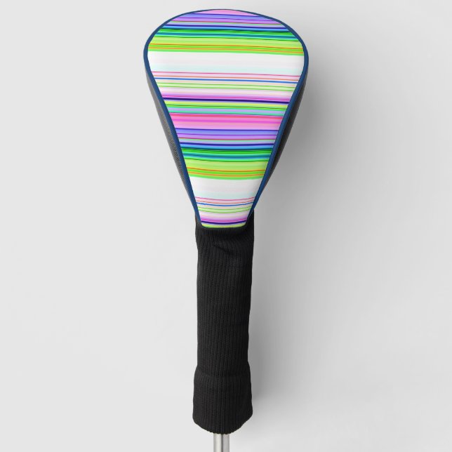 Hot colourful neon stripes golf head cover (Front)
