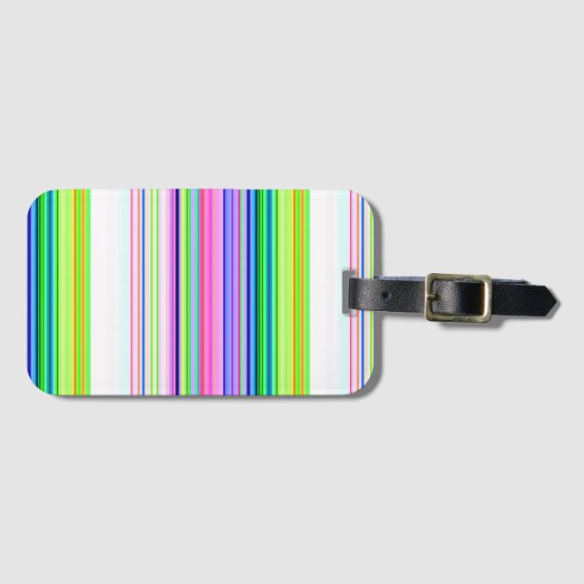 Hot colourful neon stripes luggage tag (Front Horizontal)