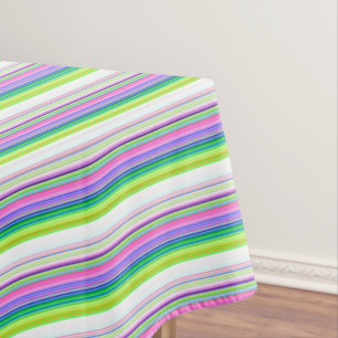 Hot colourful neon stripes tablecloth