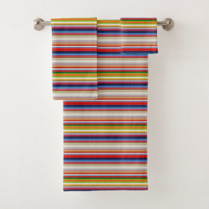 Hot colourful stripes bath towel set