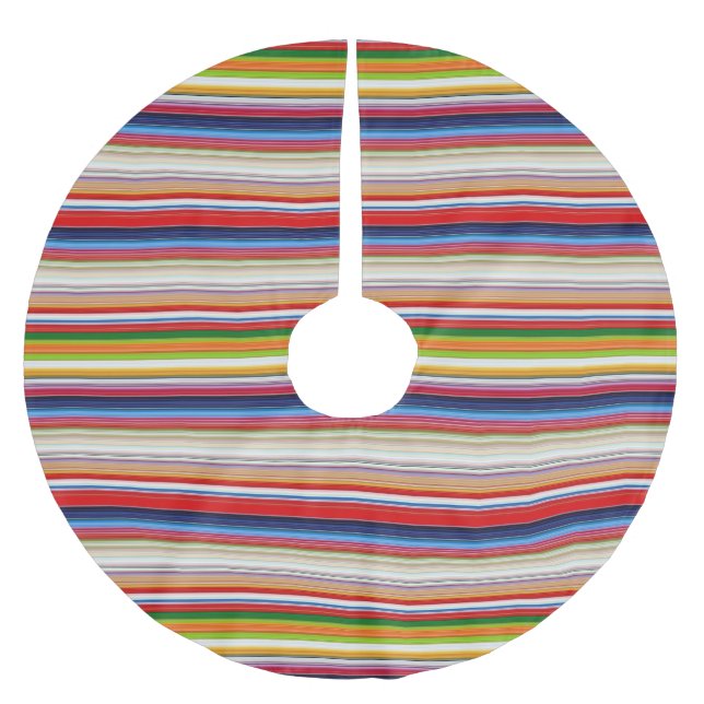 Hot colourful stripes brushed polyester tree skirt (Front)