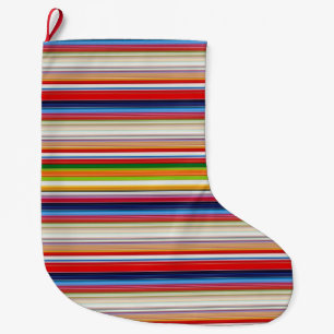 Hot colourful stripes large christmas stocking