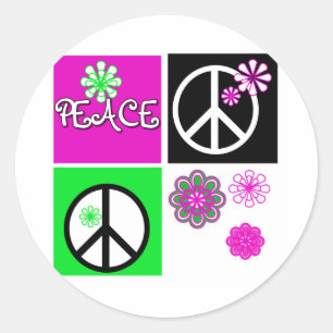 Hot Colours Peace Classic Round Sticker