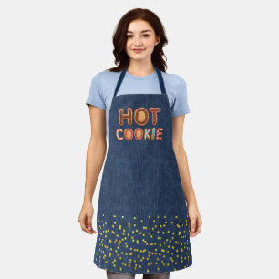 Hot Cookie Alphabet Faux Denim Gold Confetti Apron