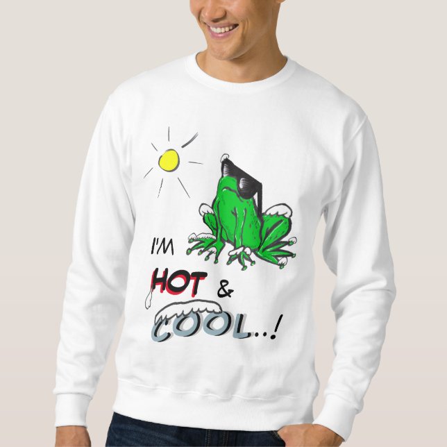 Hot & Cool Frog Cartoon Cust. Sweatshirt (Front)