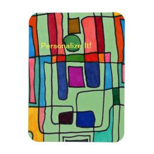 Hot & cool rectangular stripes with circle accent magnet