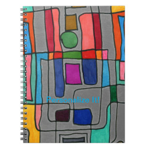 Hot & cool rectangular stripes with circle accent notebook