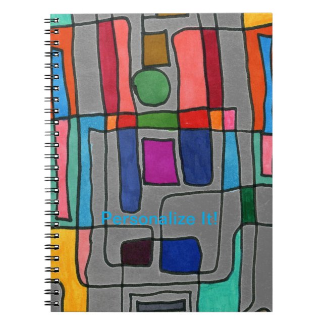Hot & cool rectangular stripes with circle accent notebook (Front)