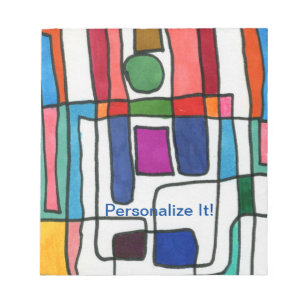 Hot & cool rectangular stripes with circle accent notepad