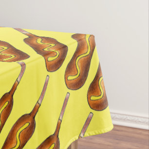 Hot Corn Dog Corndog Yellow Mustard Junk Food Tablecloth