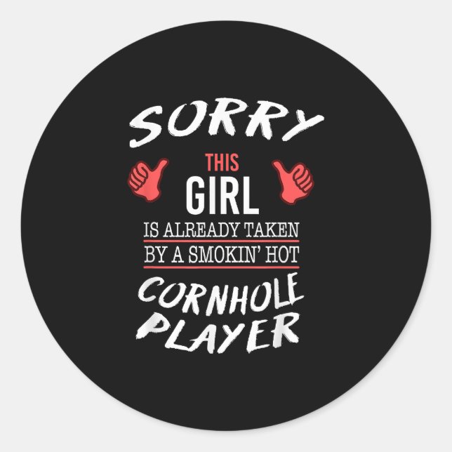 Hot Cornhole Player Funny Classic Round Sticker (Front)
