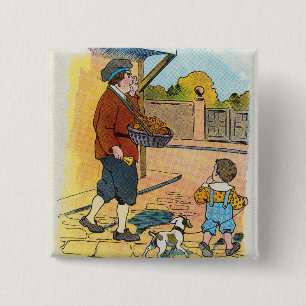 Hot-cross Buns, Mother Goose Nursery Rhyme Picture 15 Cm Square Badge