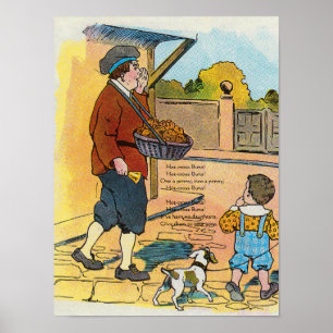 Hot-cross Buns, Mother Goose Nursery Rhyme Picture Poster