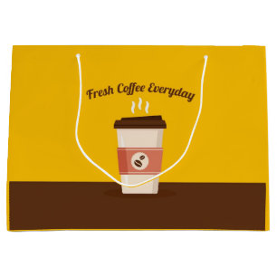 Hot Cup Coffee Design Paper Shop Drink Large Gift Bag