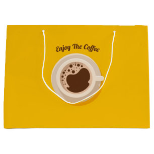 Hot Cup Coffee Design Paper Shop Drink Large Gift Bag
