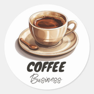 Hot Cup Coffee Shop Cafe Business Classic Round Sticker