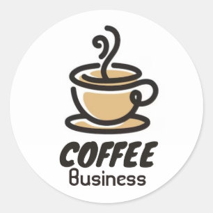 Hot Cup Coffee Shop Cafe Business Classic Round Sticker