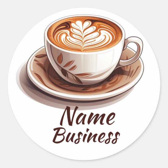 Hot Cup Coffee Shop Cafe Business Classic Round Sticker (Front)