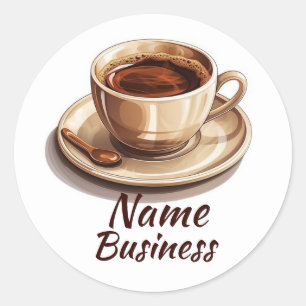 Hot Cup Coffee Shop Cafe Business Classic Round Sticker