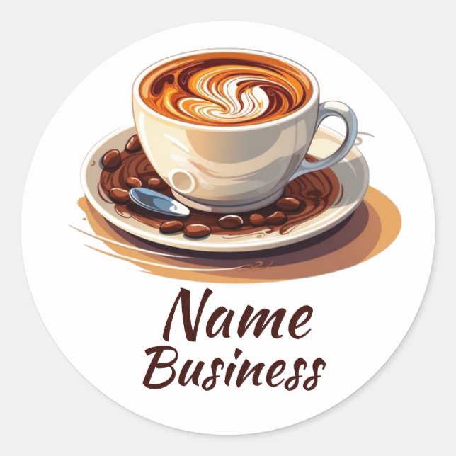 Hot Cup Coffee Shop Cafe Business Classic Round Sticker (Front)
