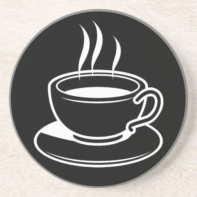 Hot Cup of Coffee - Black Coaster (Front)