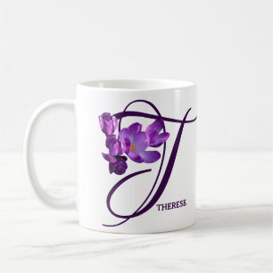 Hot Customizable purple spring flowers S monogram Coffee Mug