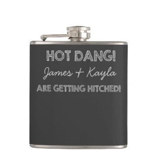 Hot Dang Chalkboard Wedding Hip Flask