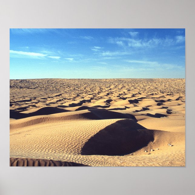 Hot Desolate Desert  Sahara Blue Sky Cloud Poster (Front)
