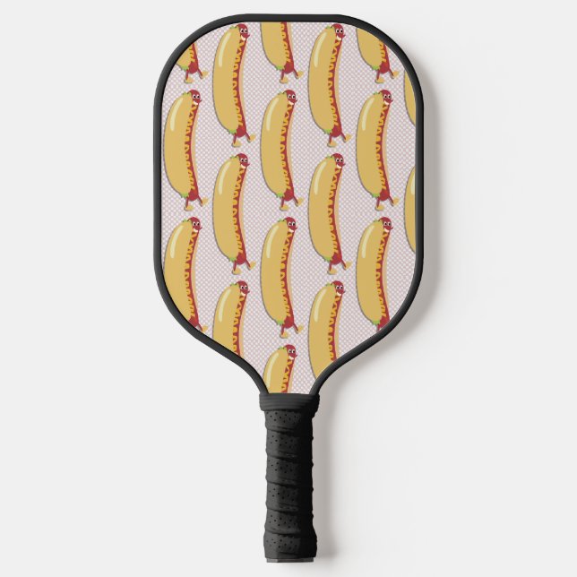 Hot Diggity Dog Fun Cheeky Retro Character Pickleball Paddle (Front)